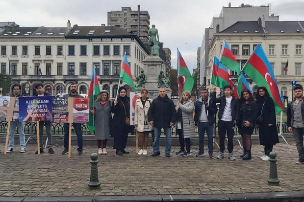 Brüsseldə Ermənistanın hərbi cinayətlərinə qarşı etiraz aksiyası keçirilib