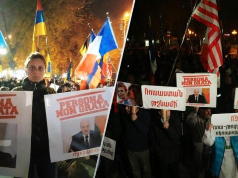 İrəvanda Putin, KTMT və Lukaşenkoya etiraz…-Ukrayna bayraqları da göründü…-VİDEO