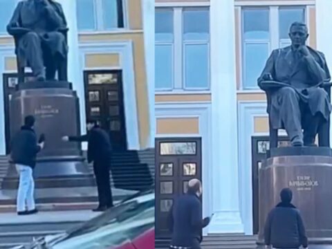 Üzeyir Hacıbəylinin heykəlinə ayaqqabı atanlardan biri həbs edildi