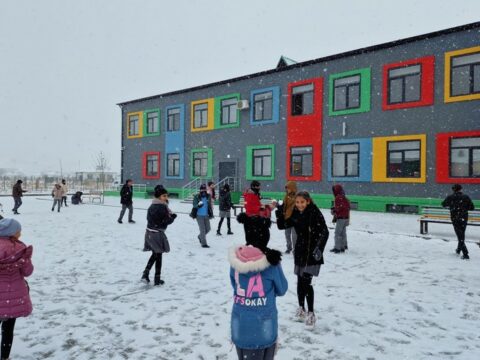 Ağalıda məktəblilərin ilk qar sevinci – FOTOLAR