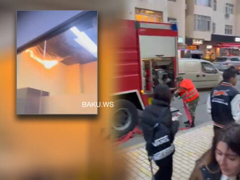 Bakıda tədris kursunun binasında güclü yanğın başlayıb