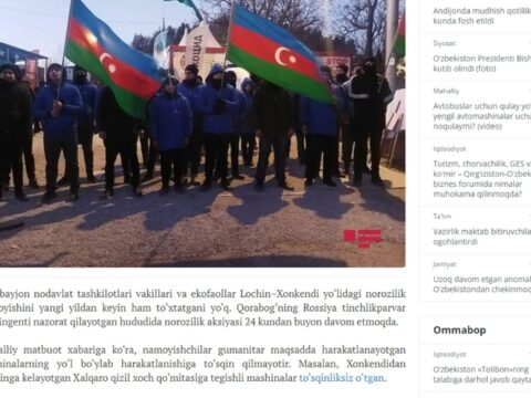 Özbəkistan mediasında ekofəalların aksiyasına dair məqalələr yayımlanıb