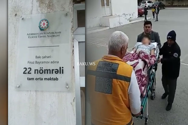 Bakıda məktəbdə şagird ikinci mərtəbədən yıxılıb Bakıda məktəbdə şagird ikinci mərtəbədən yıxılıb