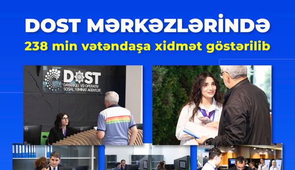 DOST mərkəzlərində son 4 ayda 238 min vətəndaşa xidmət göstərilib