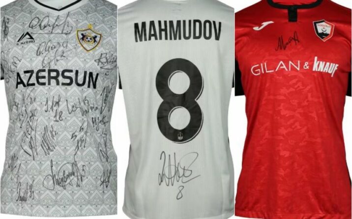Azərbaycanlı futbolçuların formaları xeyriyyə məqsədilə hərraca çıxarılıb Azərbaycanlı futbolçuların formaları xeyriyyə məqsədilə hərraca çıxarılıb