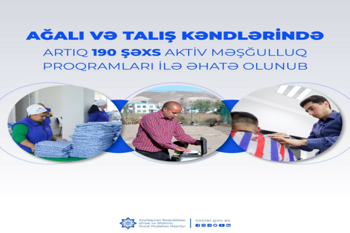 Ağalı və Talışda 190 şəxs aktiv məşğulluq proqramları ilə əhatə olundu