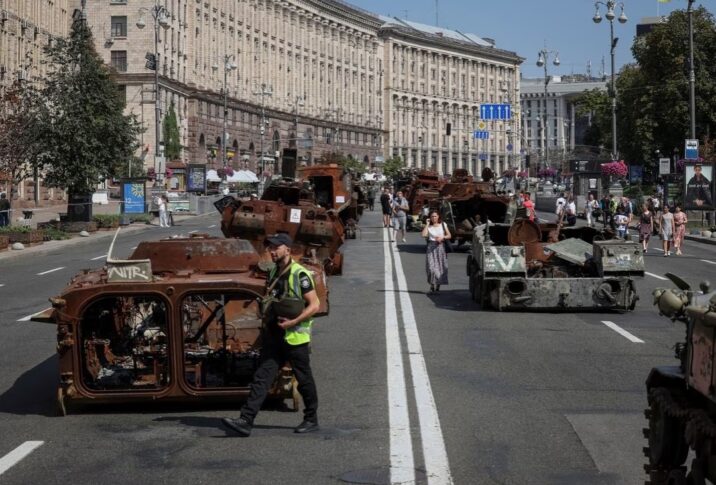 Məhv edilmiş rus texnikası Kiyevdə