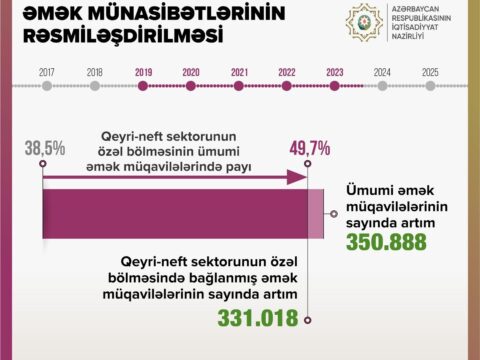 Son 4 ildə əmək müqavilələrinin sayı 350 mindən çox artıb
