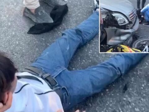 Bakıda dəhşətli qəza: Avtomobil iki kuryeri vurdu