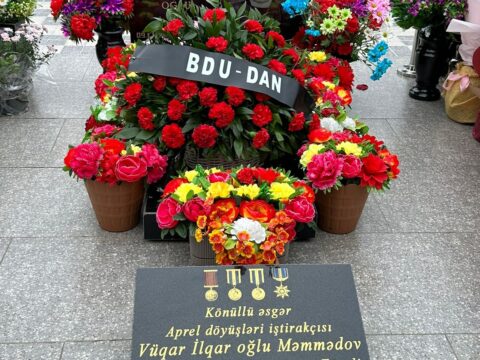 BDU-nun şəhid məzunu Vüqar Məmmədovun məzarı ziyarət olunub