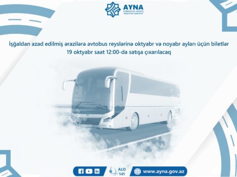 Qarabağa avtobus reyslərinə oktyabr və noyabr ayları üçün biletlər satışa çıxarılır