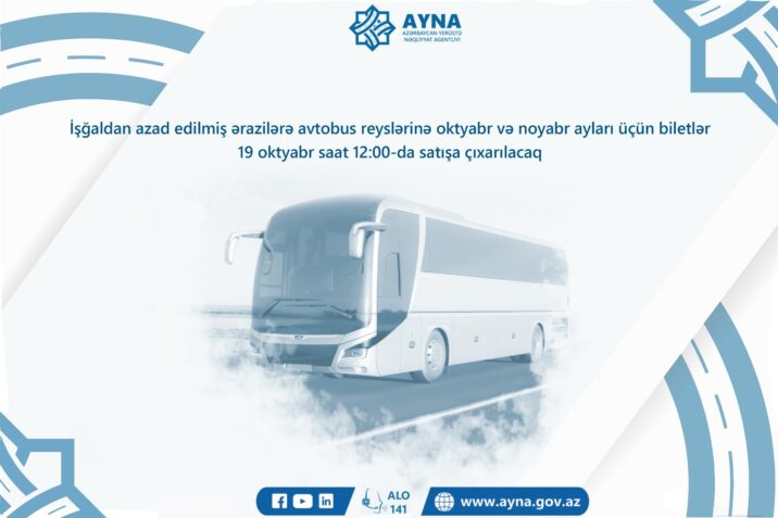 Qarabağa avtobus reyslərinə oktyabr və noyabr ayları üçün biletlər satışa çıxarılır