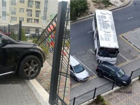 Bakıda avtobus park edilmiş avtomobilə çırpıldı