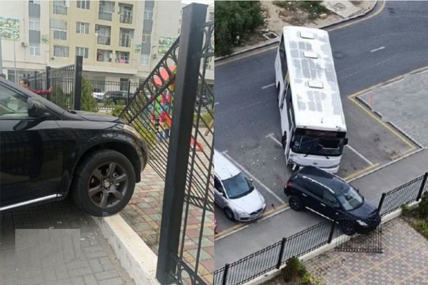 Bakıda avtobus park edilmiş avtomobilə çırpıldı