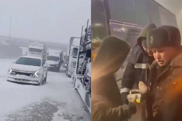 Qazaxıstanda üç mindən çox insan tıxacda qalıb