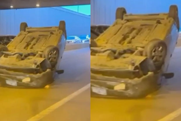 Bakıda tuneldə “Prius” aşdı – VİDEO