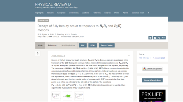 BDU-nun aliminin araşdırması impakt faktorlu jurnalda dərc olunub