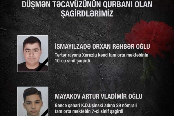 Nazir: Daha iki şagirdimiz düşmən təcavüzünün qurbanı oldu