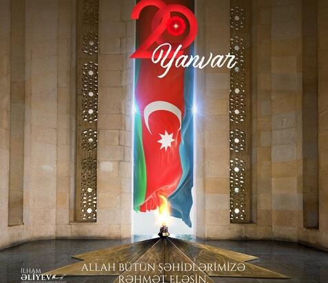 İlham Əliyevdən 20 Yanvar faciəsi ilə bağlı paylaşım – Foto