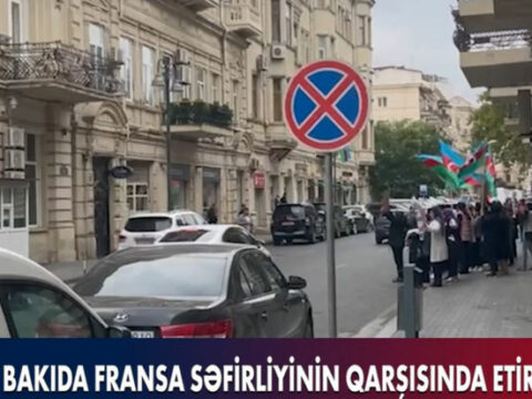 Bakıda Fransa səfirliyinin qarşısında etiraz aksiyası keçirilib