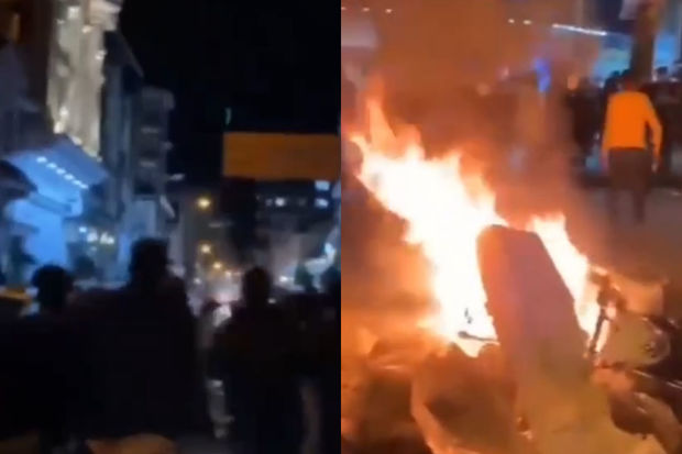 İranın Astara şəhərində etirazçılar repressiv qüvvələri meydandan qovdular