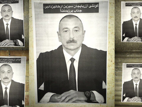 İlham Əliyevin posterləri İran küçələrinə vuruldu