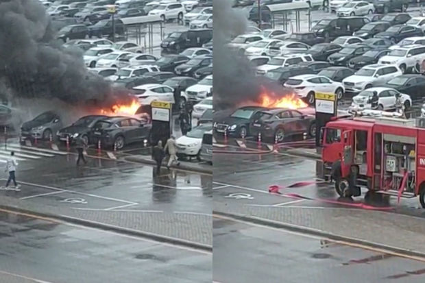 Beynəlxalq Hava Limanınında avtomobil yanıb