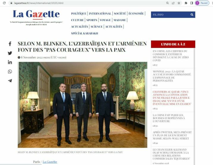 Fransa mətbuatı Azərbaycanın Ermənistana çağırışından yazdı