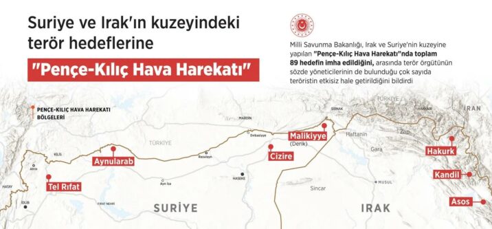 Türk ordusu 89 hədəfi məhv etdi