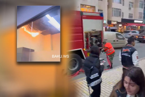 Bakıda tədris kursunun binasında güclü yanğın başlayıb