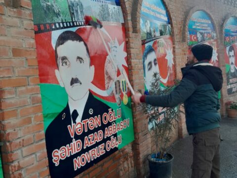 Şəhid plakatlarını təmizləyib, bəzilərini bərpa etdilər