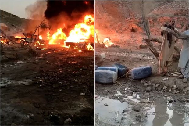 İranda rejim qüvvələrinin atəşi nəticəsində benzin daşıyan maşınlar yanıb