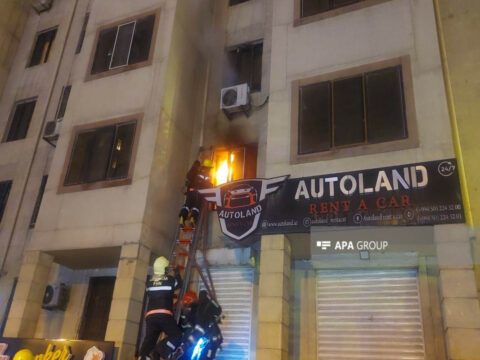 Bakıda yaşayış binasında yanğın olub – FOTO