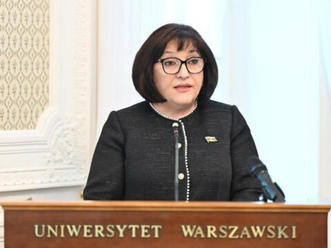 Sahibə Qafarova Varşavada çıxış etdi
