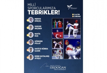 Ərdoğan Bakıda medal qazanan türk idmançıları təbrik etdi