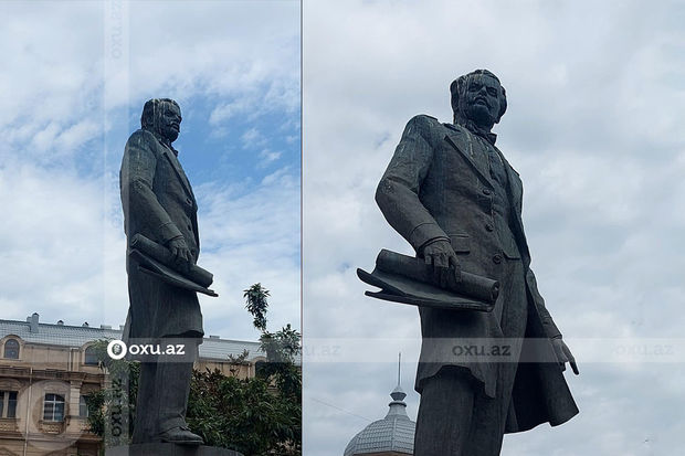 Bakının baş memarının heykəli baxımsız vəziyyətdədir