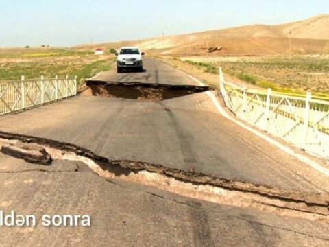 Naxçıvanda sel nəticəsində uçan körpü yenidən tikilir