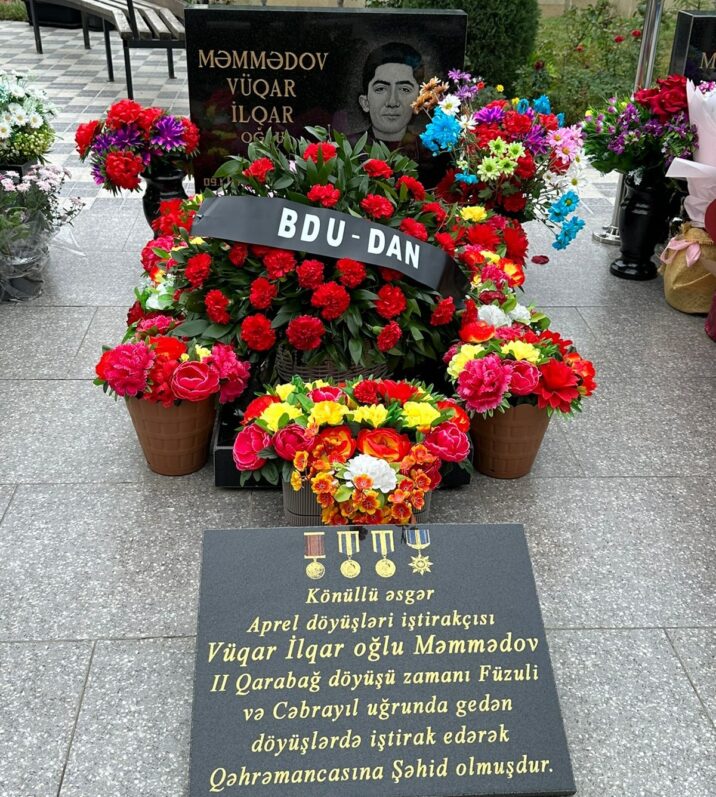 BDU-nun şəhid məzunu Vüqar Məmmədovun məzarı ziyarət olunub
