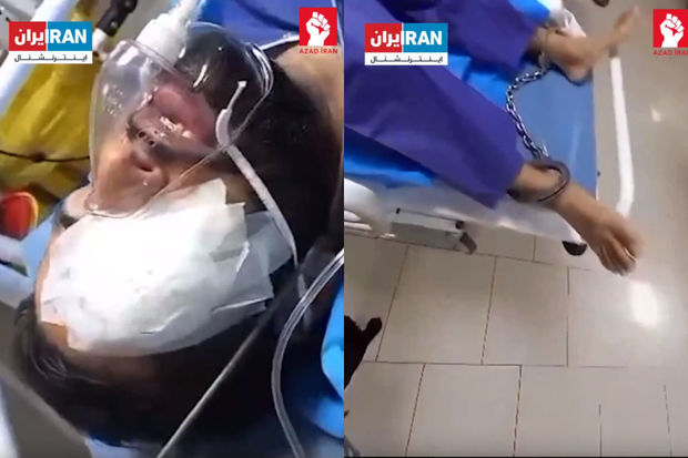 İran həbsxanasında vəziyyəti ağırlaşan etirazçı əlləri və ayaqları qandallı halda xəstəxanaya aparıldı