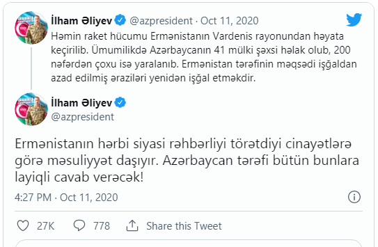 Vətən müharibəsinin 15-ci günü – 11 oktyabrda baş verənlər…