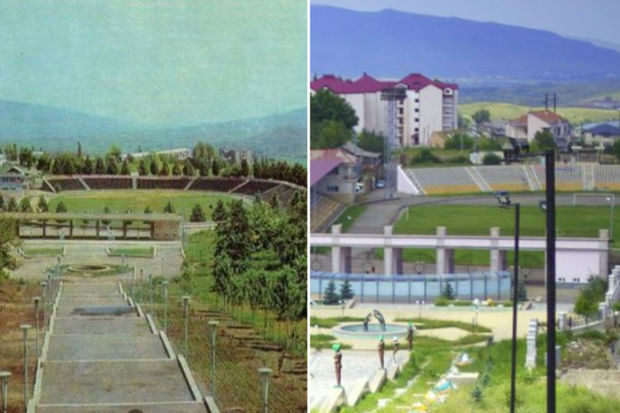 Xankəndi şəhər stadionunda bərpa işləri aparılır – FOTO