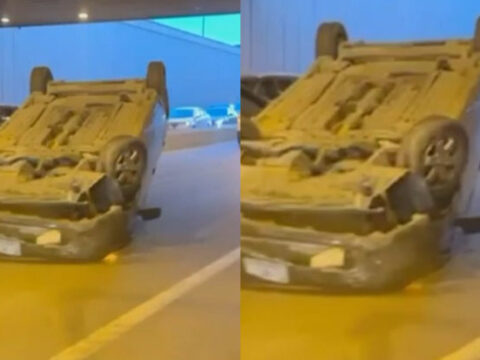 Bakıda tuneldə “Prius” aşdı – VİDEO