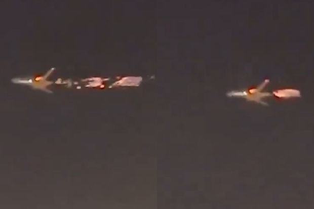 “Boeing 747-8” yük təyyarəsi havada alovlanıb