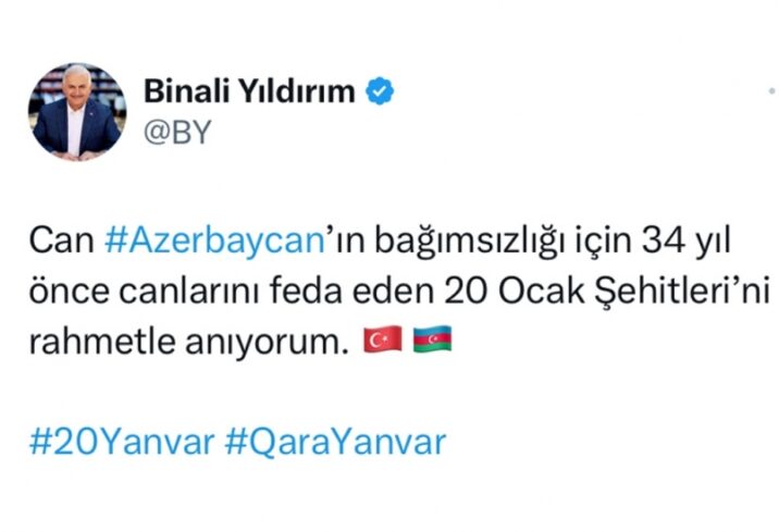 Binəli Yıldırımdan 20 Yanvar PAYLAŞIMI