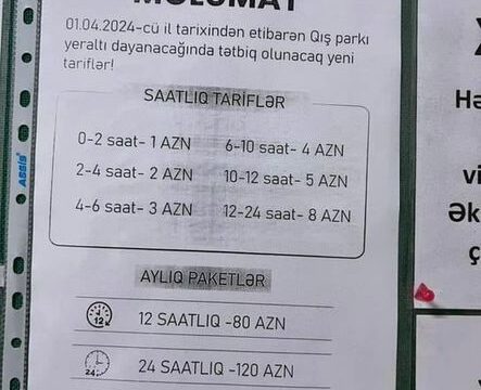 Bakının ən böyük avtomobil dayanacağında parkinq qiymətləri 170% artır