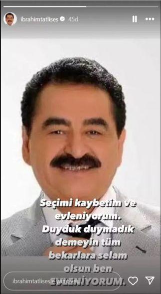 İbrahim Tatlısəsdən Türkiyədə keçirilən seçki ilə bağlı qəribə paylaşım: “Evlənirəm…”