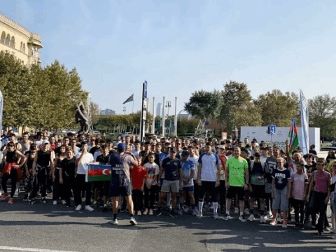 Dağüstü parkın pilləkənləri ilə üzü yuxarı yürüş edildi