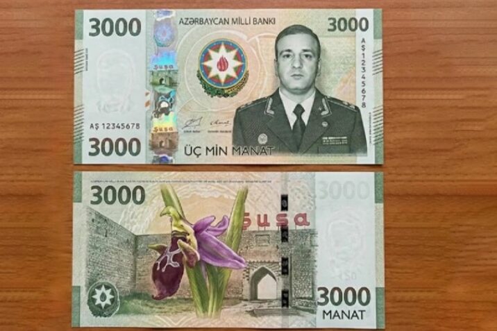 Üzərində Polad Həşimovun şəkli olan 3000 manatlıq əsginas…