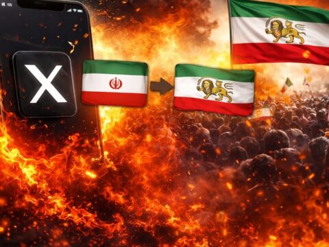 X-dən İrana zərbə: dövlət bayrağı silindi, şahın bayrağı gətirildi