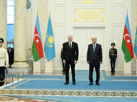 Astanada İlham Əliyevin rəsmi qarşılanma mərasimi olub
